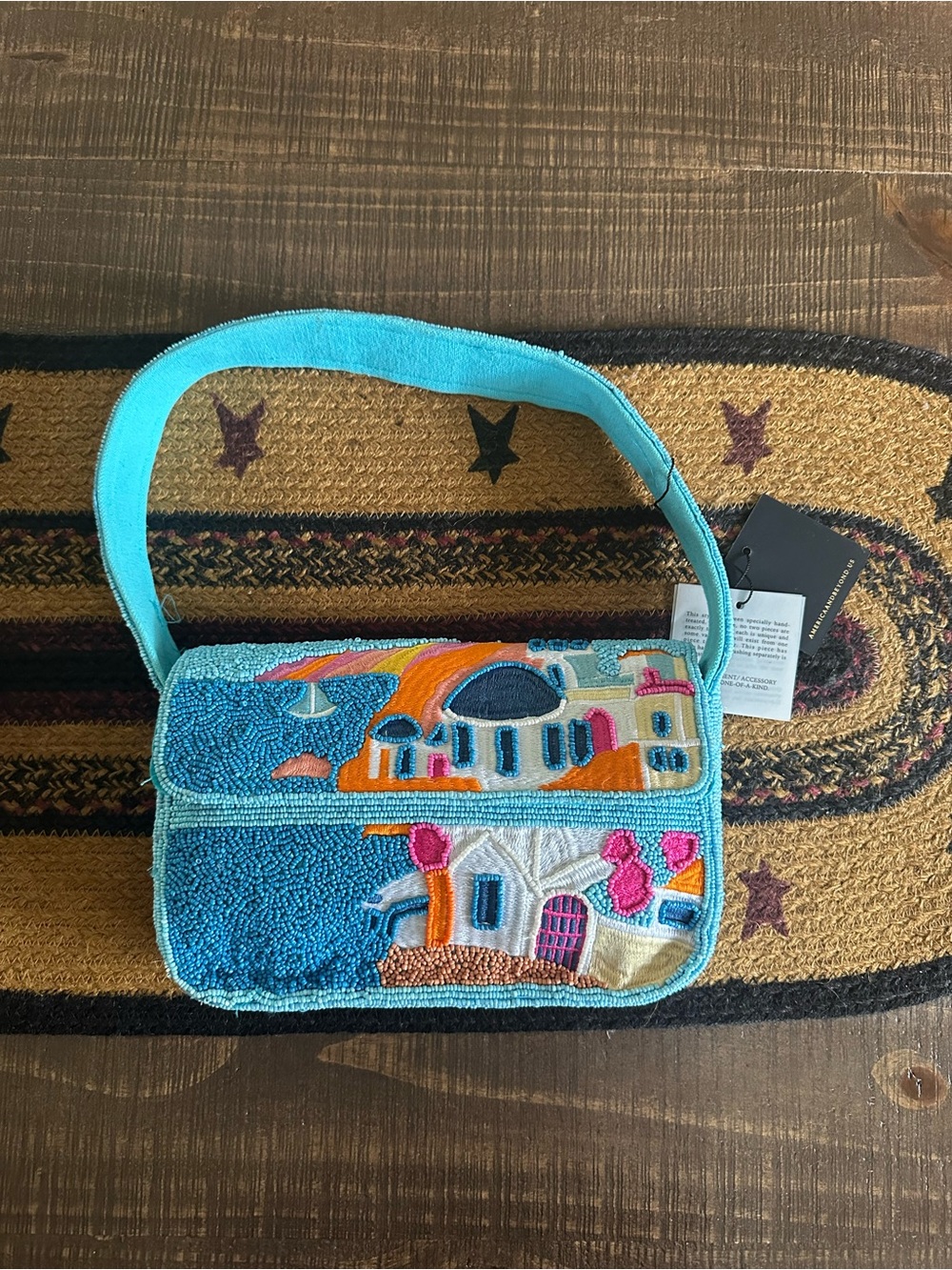 Santorini Greece Beaded Bag